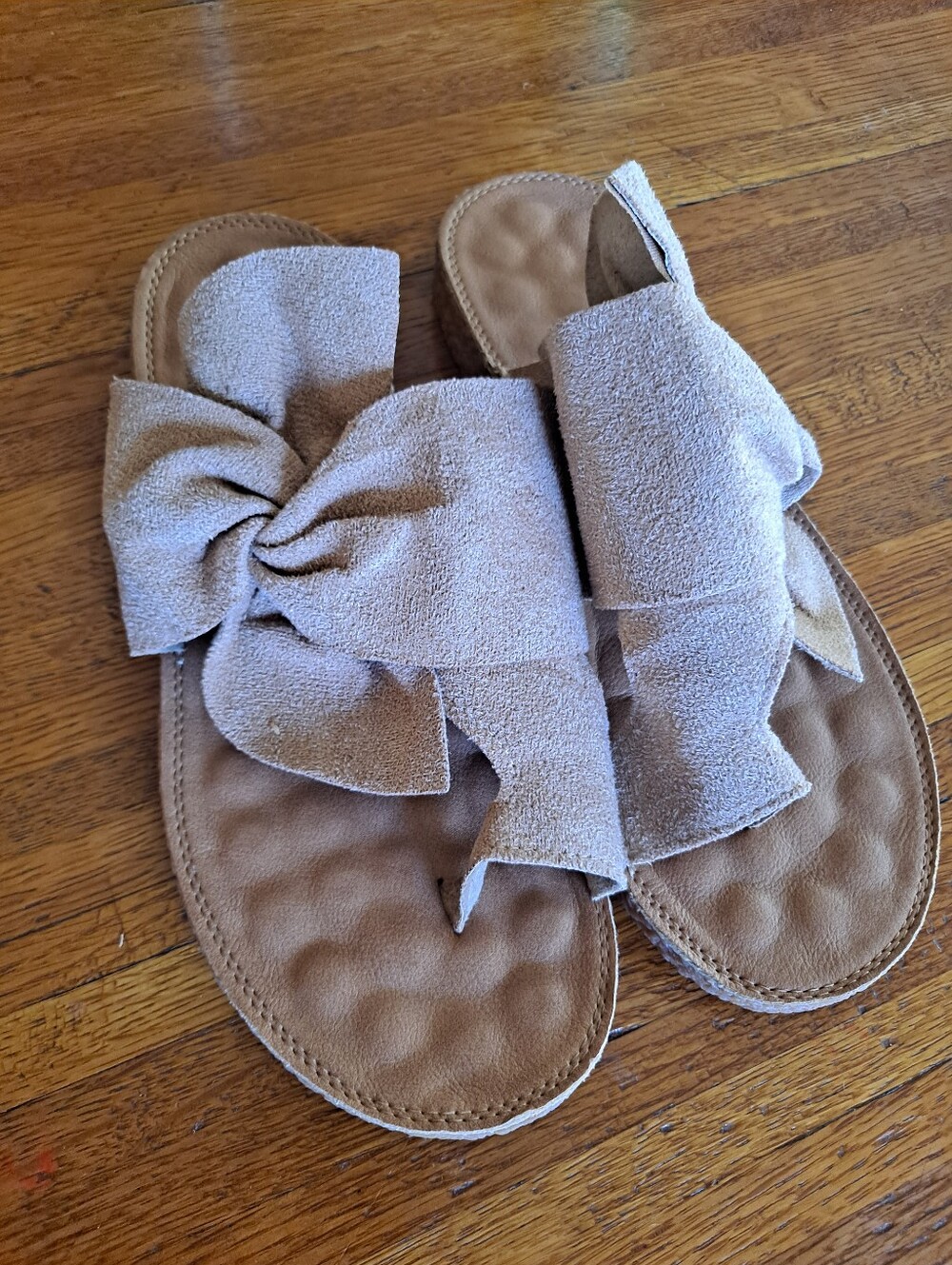Women's Taupe Bow Spa Slide Sandals - Unbranded